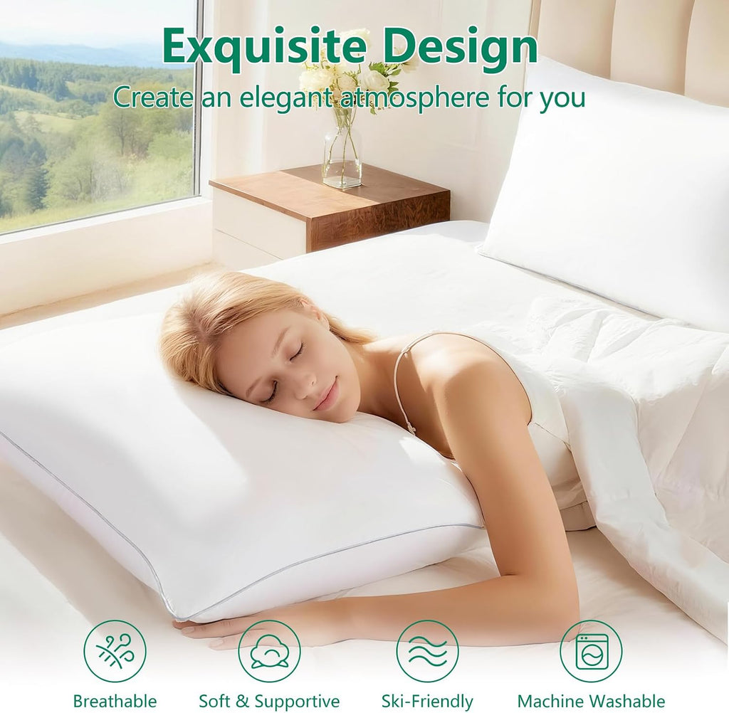 HIMEET Pillows Queen Size Set of 4, Luxury Fluffy Bed Pillows for Sleeping 4 Pack, Soft and Supportive Bed Pillow with Down Alternat…