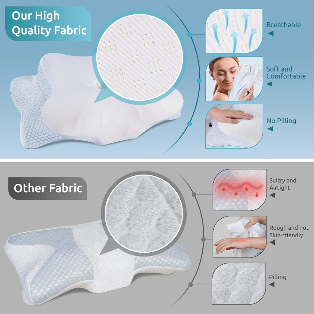 Donama Cervical Pillow for Neck and Shoulder, Cooling Contour Memory Foam Pillow, Dual-Height Ergonomic Neck Support Pillow for Side Back…