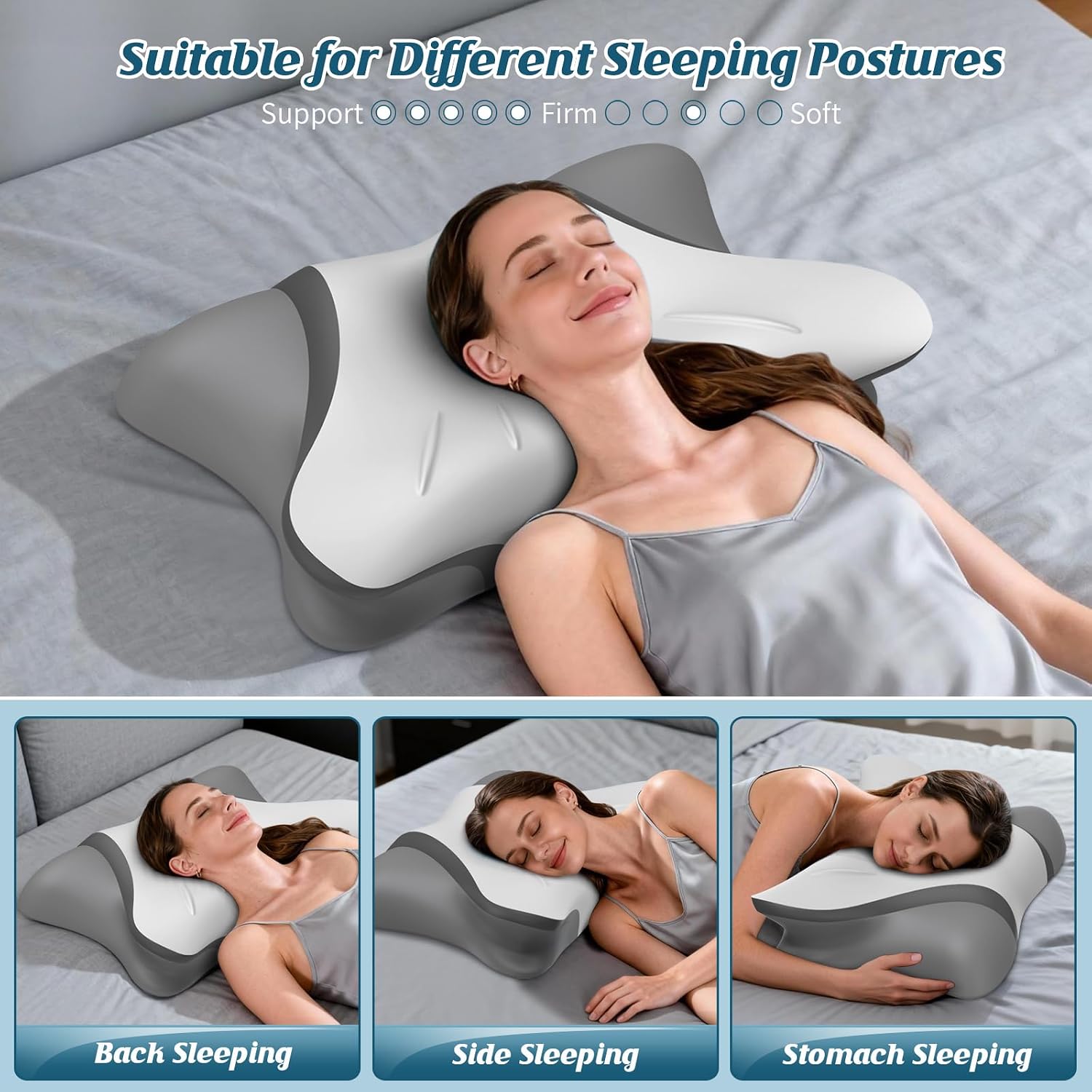 Hamyodo Cervical Neck Pillow for, Bed Pillows for Head Neck Shoulder Support, Ergonomic Cooling Pillow, Orthopedic Contour Pillow for Side…