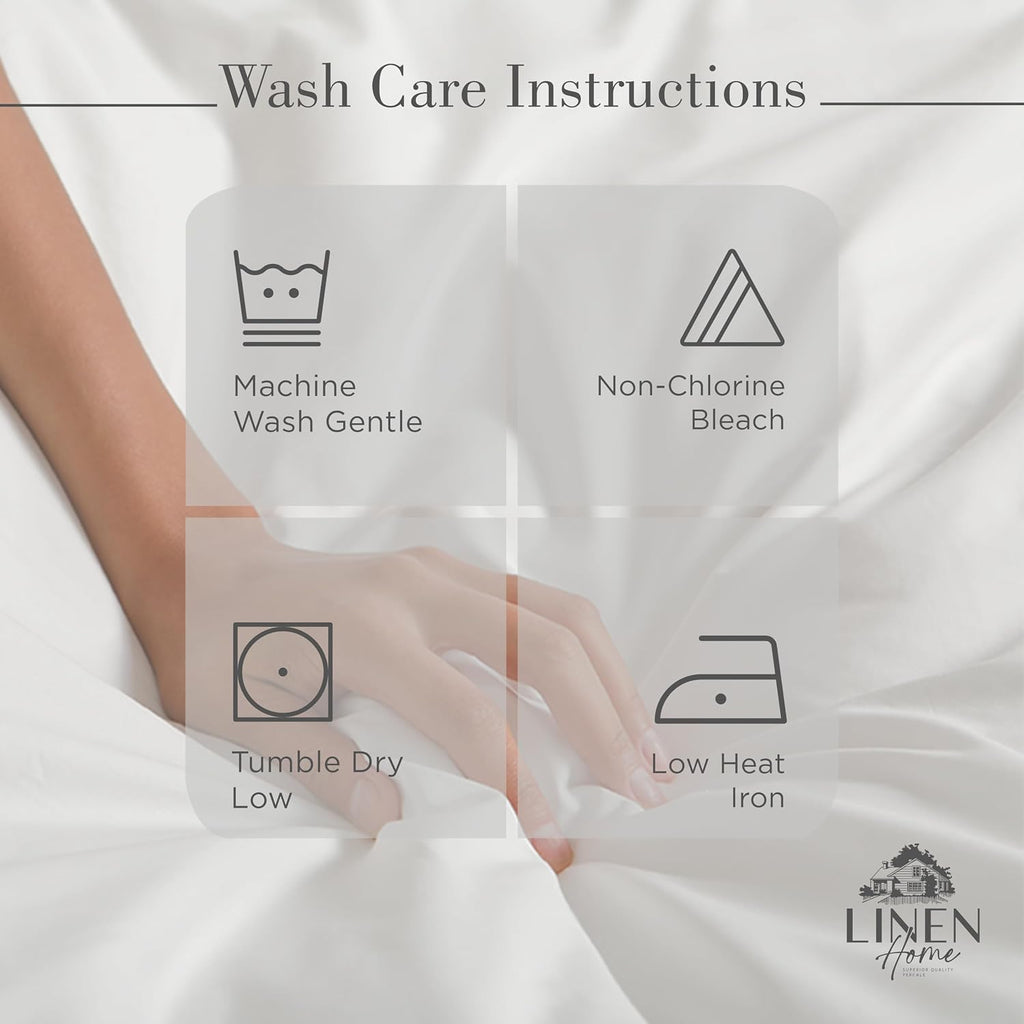 Linen Home 100% Cotton Percale Sheets Queen Size, Silver, Deep Pocket, 4 Pieces Set - 1 Flat, 1 Deep Pocket Fitted Sheet and 2…