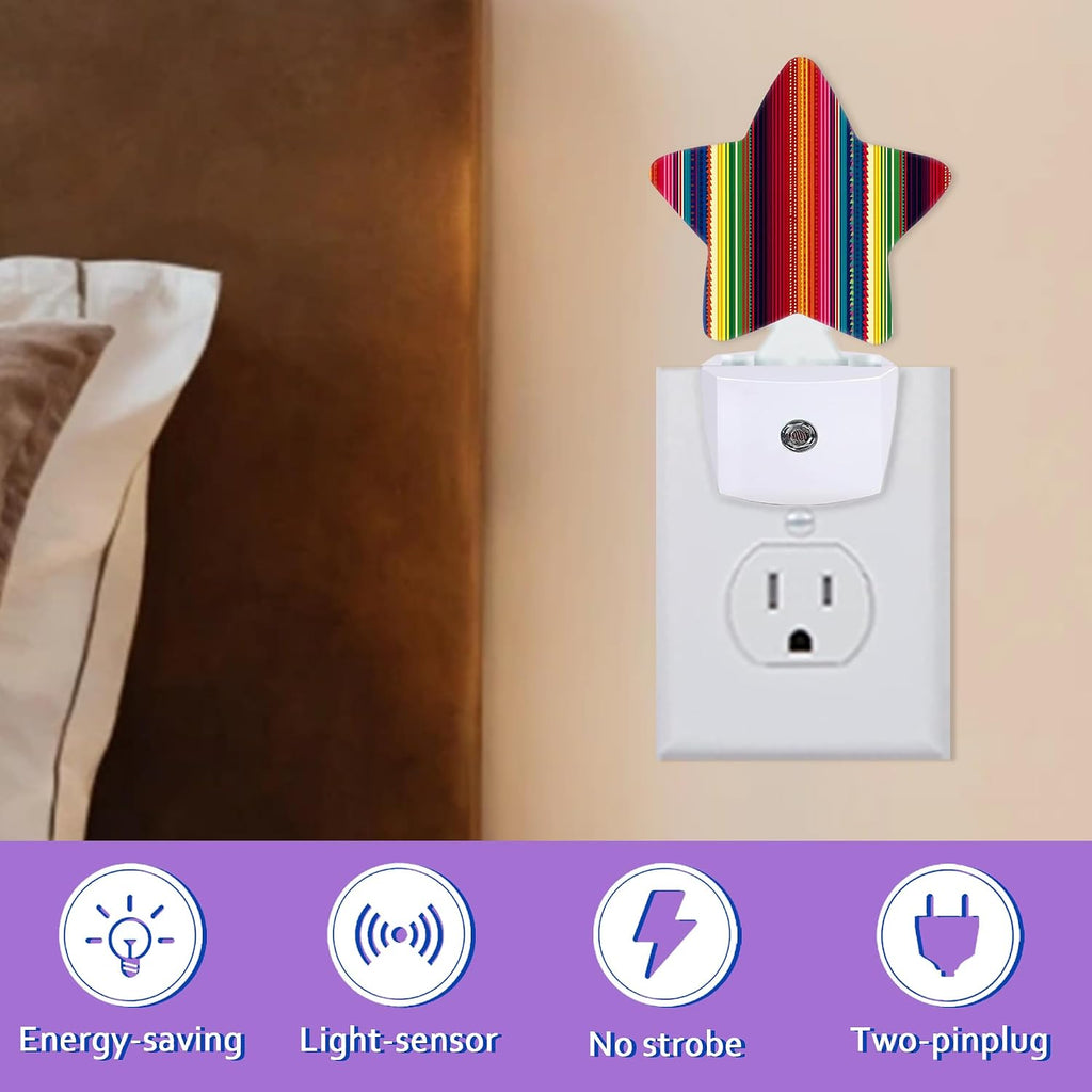 Mexico Stripes Night Light for Kids, Retro Colorful Stripes Night Lights Plug Into Wall, Lightweight Dusk to Dawn Light Sensor Warm…