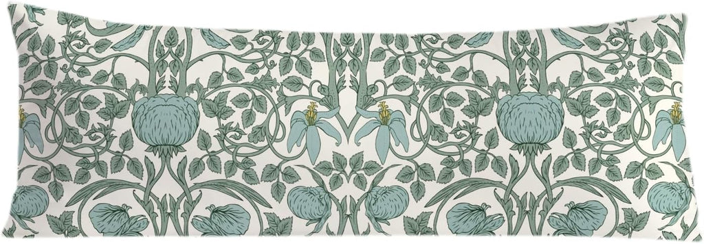 Vintage Green Floral 20x54 Body Pillow Cover, Cottagecore Room Decor, Retro Green Flowers Botanical Art Nouveau Decorative Long Body…