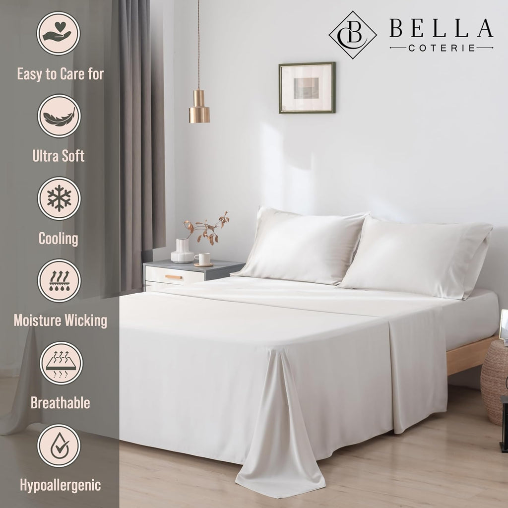 Bella Coterie Luxury Bamboo Viscose King Size Sheet Set | 100% Organically Grown | Ultra Soft | Cooling for Hot Sleepers | 18" Deep…