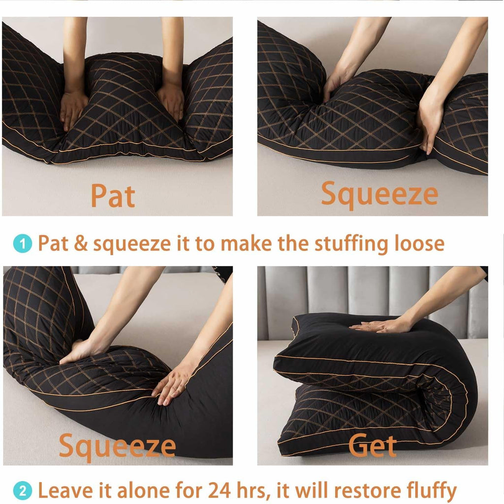 WhatsBedding Memory Foam Body Pillow for Adults, Long Pillow for Sleeping, Full Body Pillow for Bed - Black Quilted