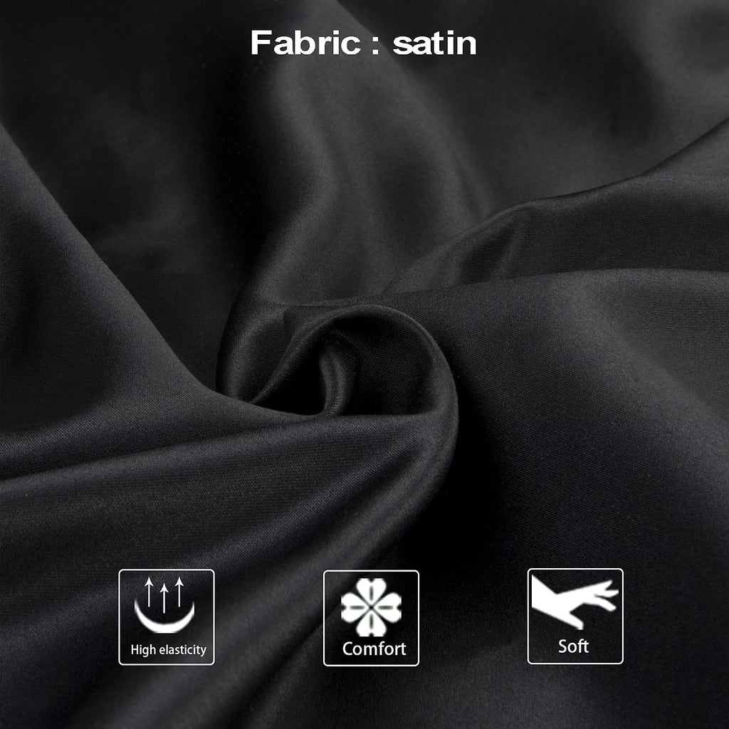 Ntbay Zippered Satin Pillow Cases for Hair and Skin, Luxury King Hidden Zipper Pillowcases Set of 2, 20x36 Inches, Black 36 Inches Black