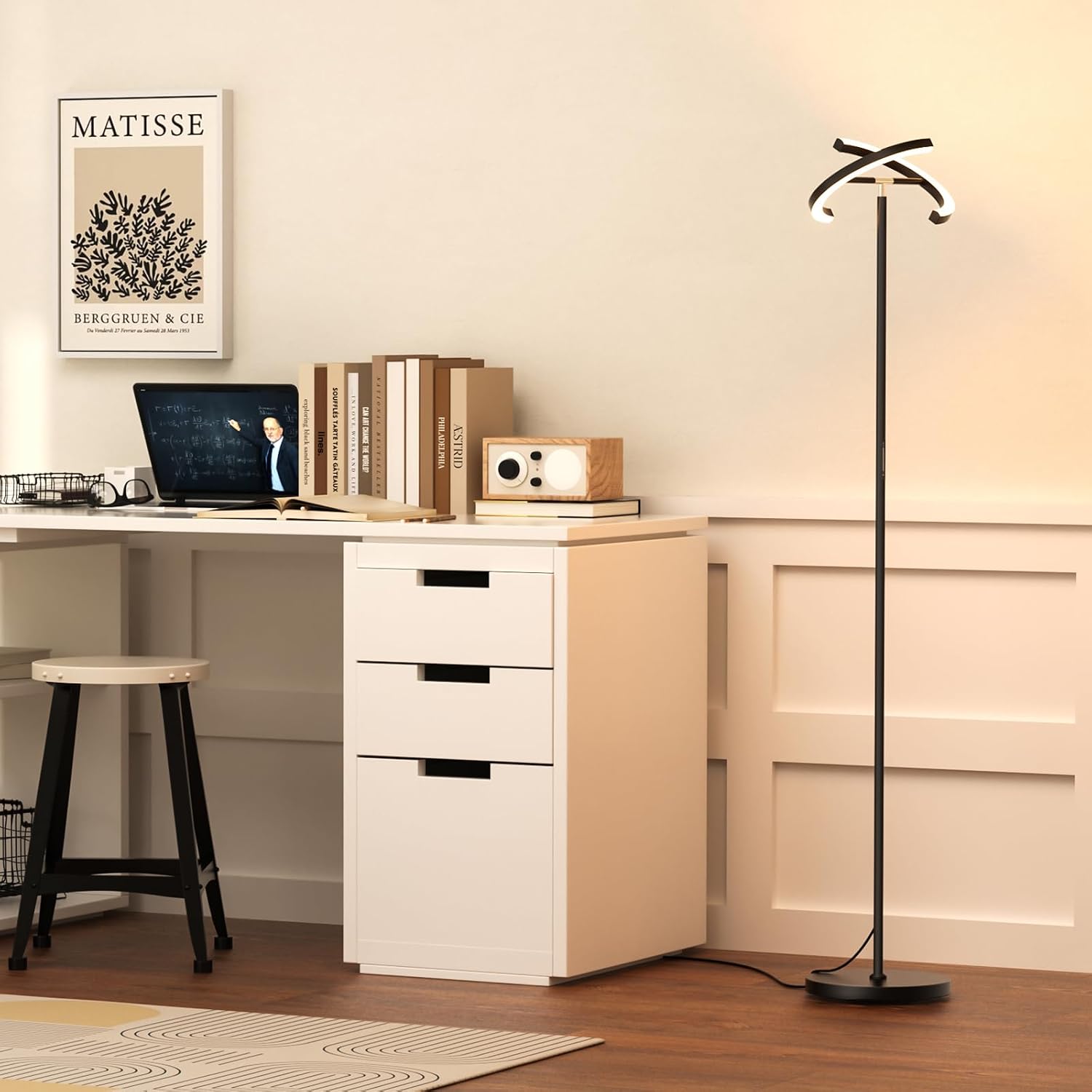 SIBRILLE LED Floor Lamp - Rotatable Standing Lamp with Touch & Remote Control, 3000-6000K, 22W Modern Floor Reading Light, Dimmable…