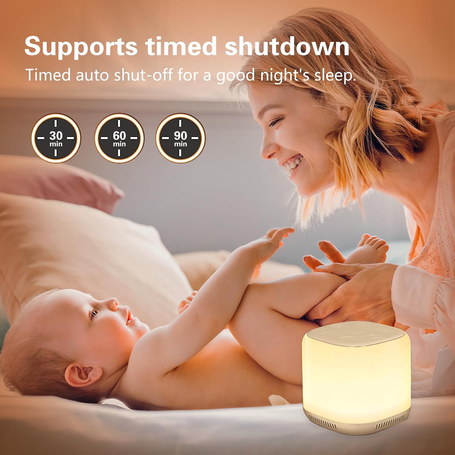 Antybored White Noise Machine with 7 Color Night Light and 34 Sounds for Soothing Emotions, Promoting Sleep, Sound Machine with T…