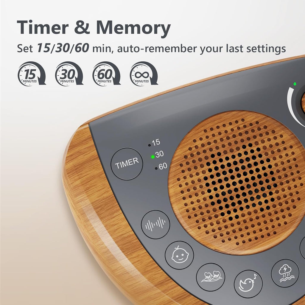 Sleep Sound Machine, Portable Battery Powered Noise Machine with 36 Soothing Sounds, USB Charger, Auto-Off Timer, Adjustable Volume…