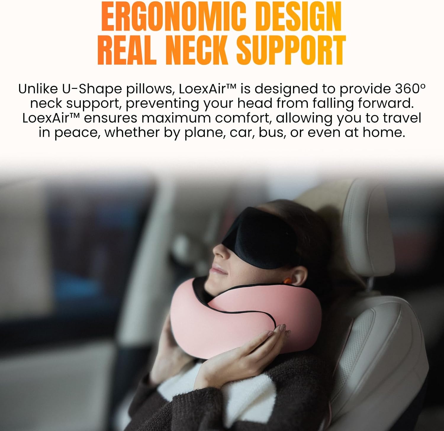 LOEXAIRTM Travel Pillow, Neck Pillow Travel for Airplane, Car - 100% Cotton Fabric & Memory Foam Plane Pillow, Lightweight & Easy-to-Carry…