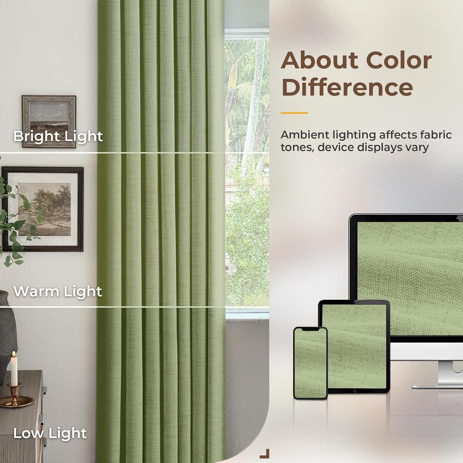 INOVADAY 100% Blackout Curtains for Bedroom, Black Out Curtains 96 Inch Long, Clip Rings Linen Blackout Drapes, Thermal Insulated Room…