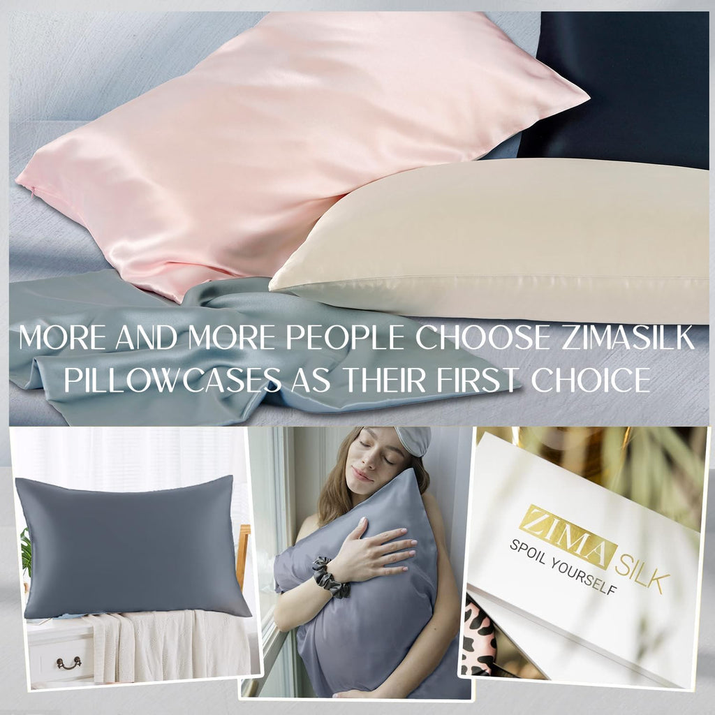Zimasilk 100% Pure Mulberry Silk Pillowcase for Hair and Skin everyday comfort, Soft and Smooth, Both Sides Grade 6A Silk,600 Thread…