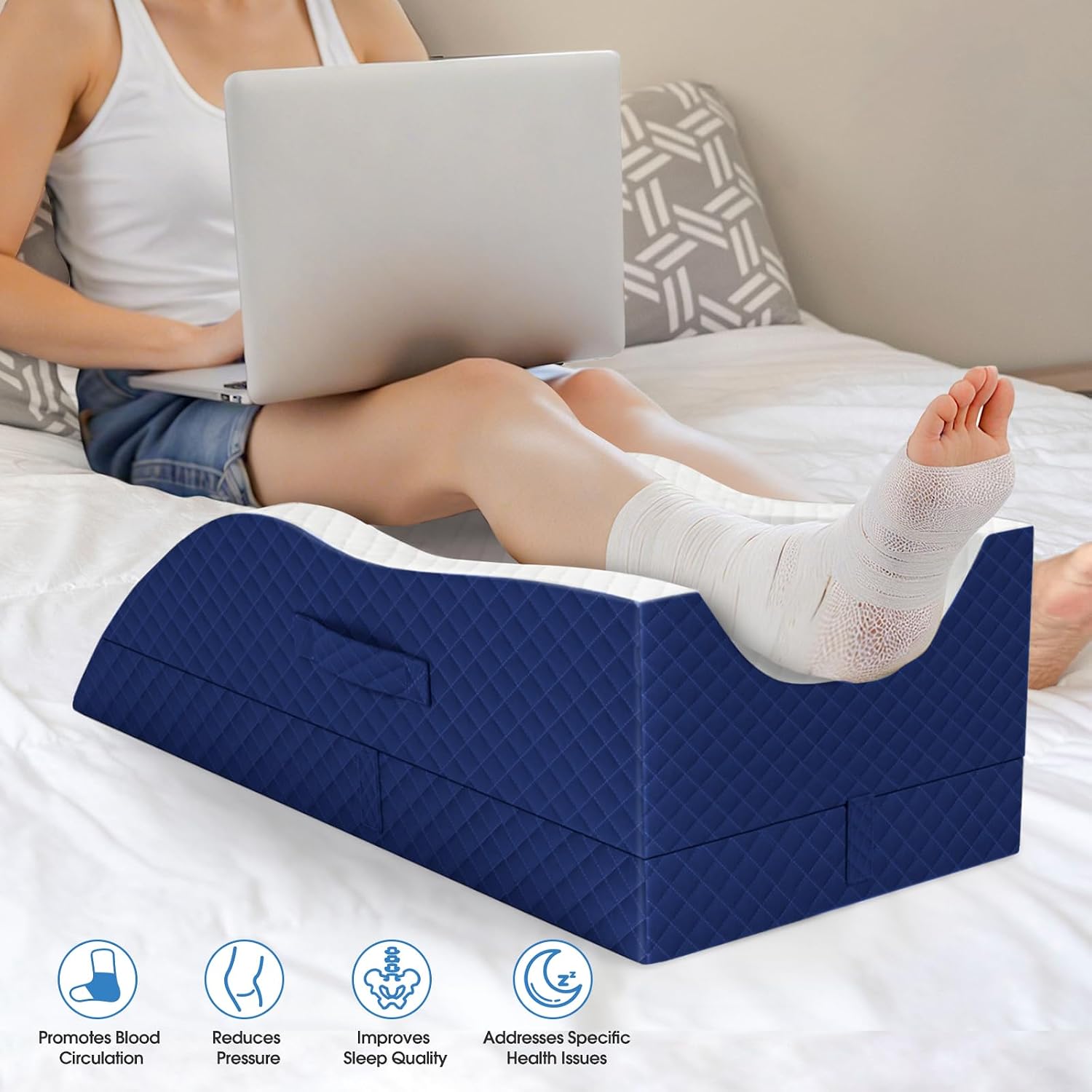 TranquilRelax TranquilRelax Elevation Pillows for Leg After Surgery, Memory Foam Adjustable Wedge Pillow for Injury or Rest, Ankle P…