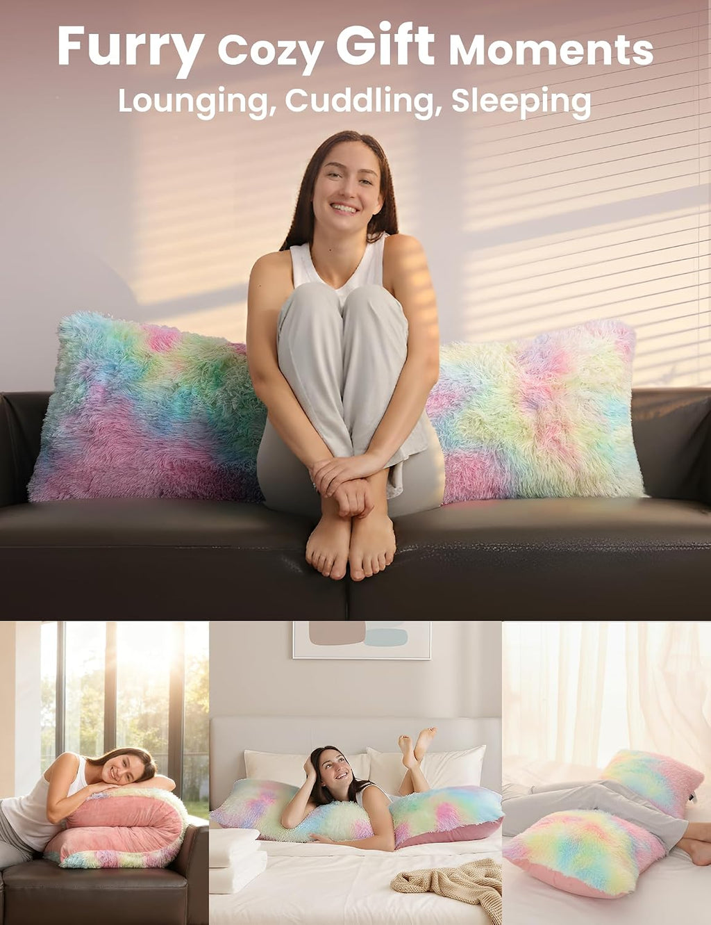 Zonli Fluffy Body Pillow, Full Body Pillows for Adults, Long Pillow for Sleeping with Removable Cover and Adjustable Filling for Side Sleep…