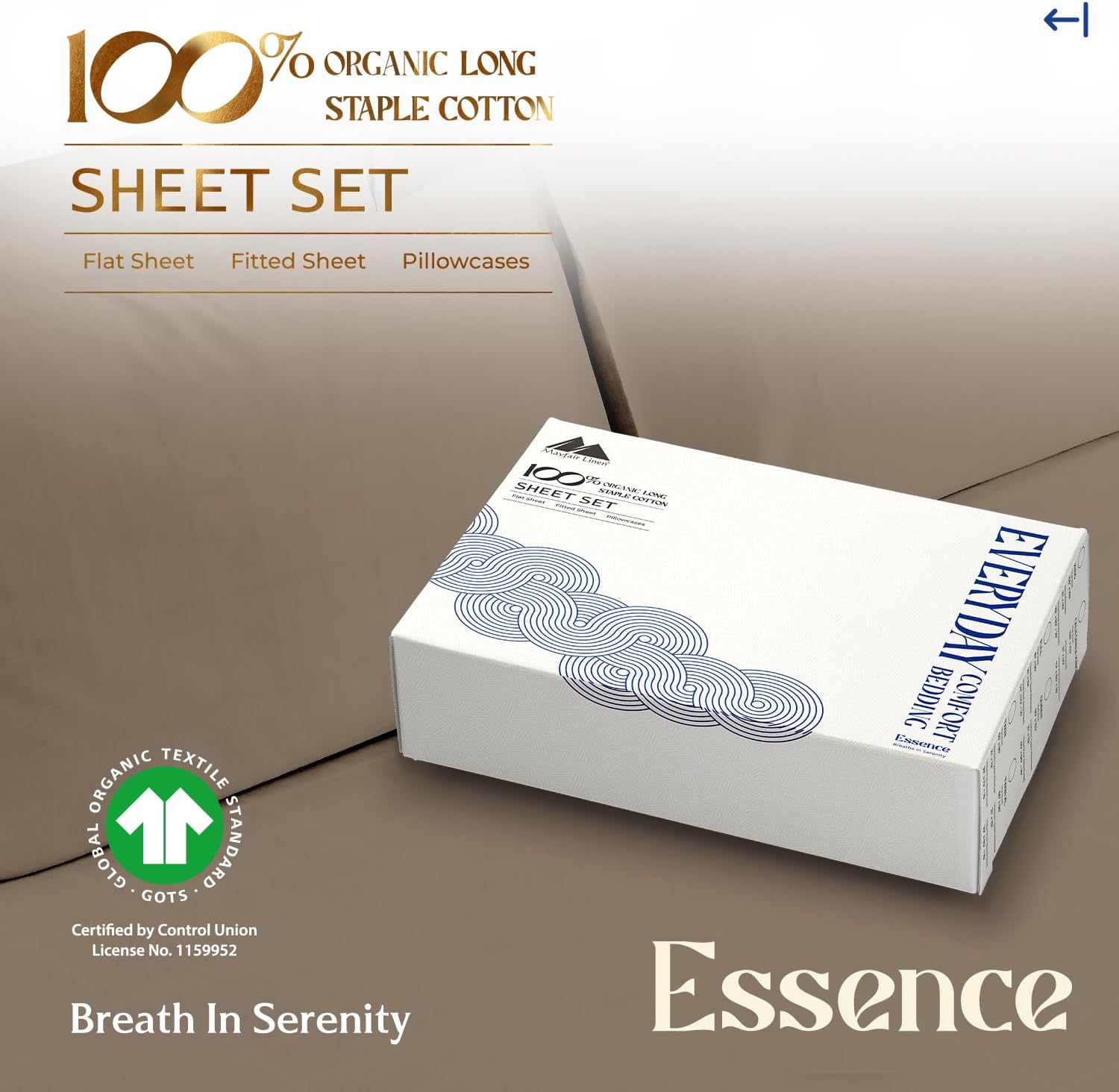 Mayfair Linen 100% Organic Cotton Sheets Full Size - 4 PC Organic Cotton Full Size Percale Weave Sheet Set, Soft, Cooling, Crisp &…