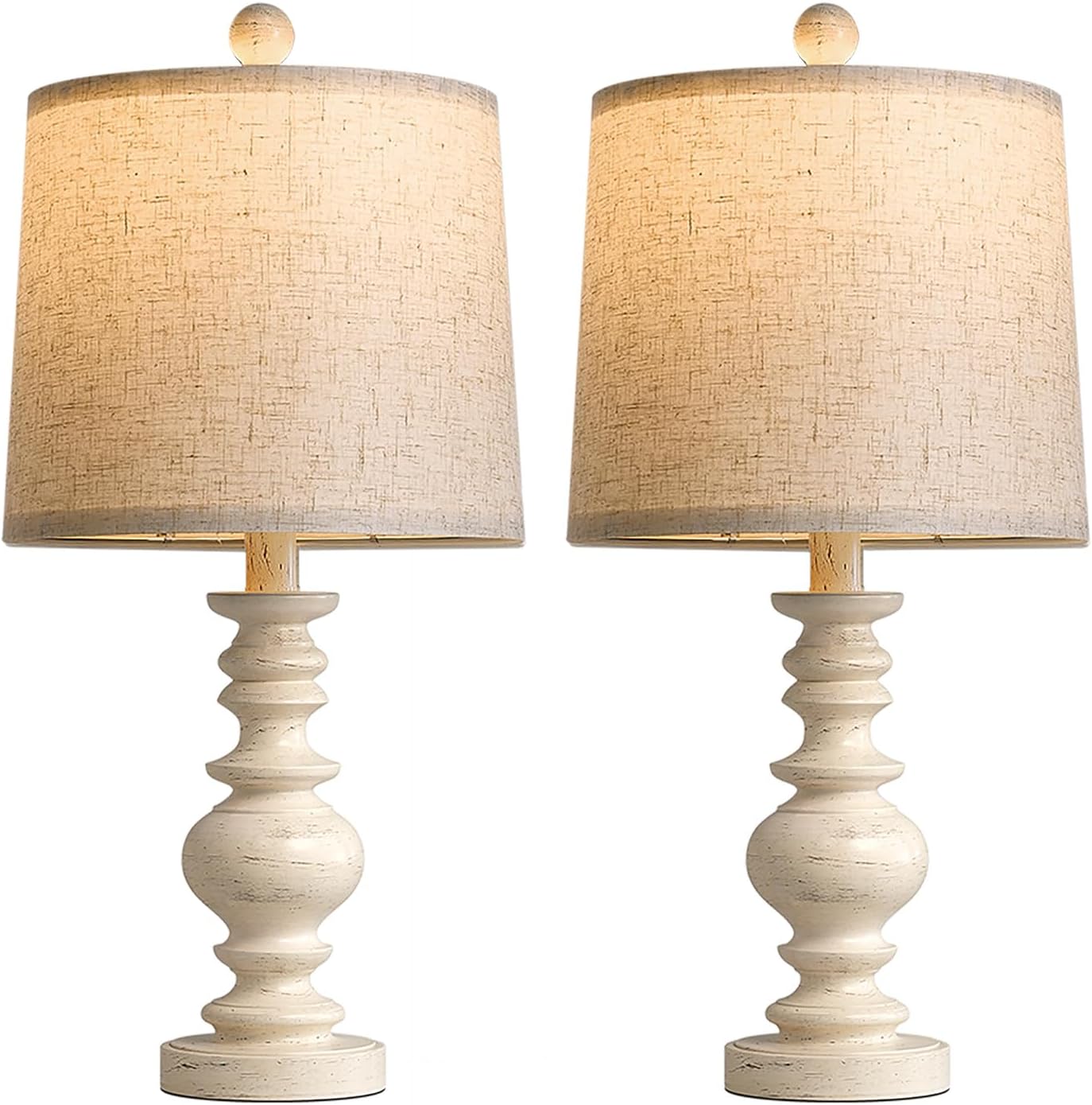 BOBOMOMO Tradition 20.5" Rustic Table Lamp Set of 2 for Living Room Farmhouse Bedside Desk Lamps Bedroom Nightstand Vintage Lamps Linen…
