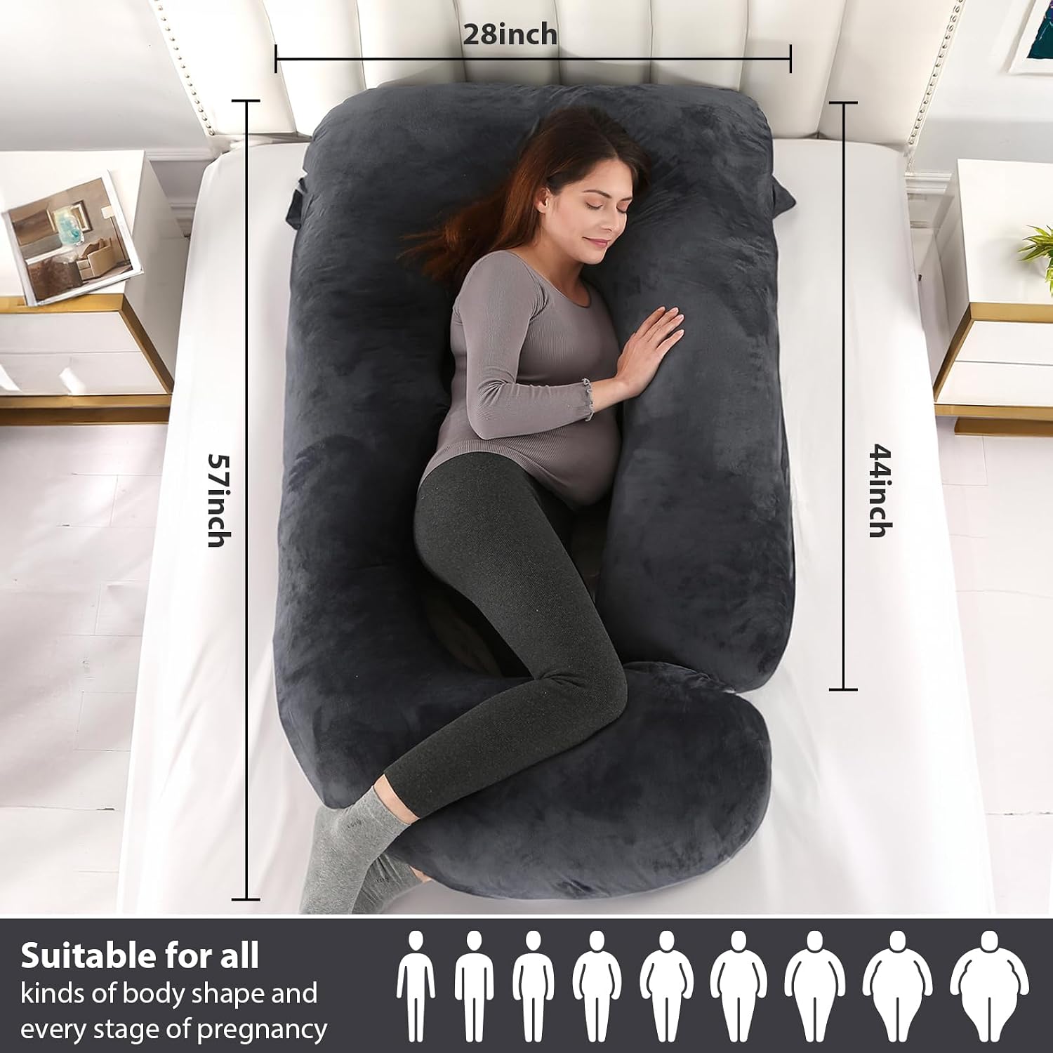 Battop Pregnancy Pillows for Sleeping, Full Body Maternity Pillow for Side Sleeping, Support for Back, Legs, Belly, HIPS, 57 Inch Pregnancy…