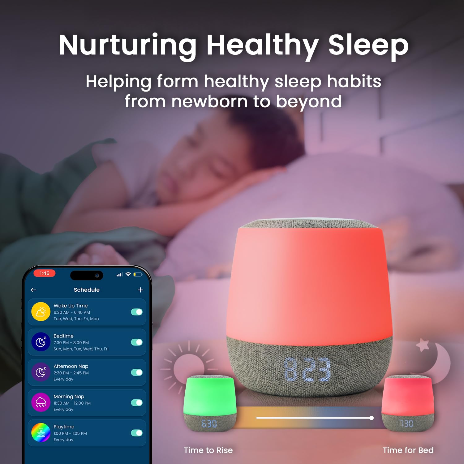 Babysense Baby Sound Machine with Night Light | 2nd Gen | 28 Soothing Sounds | Toddler Sleep Trainer | App-Controlled White Noise Machine…