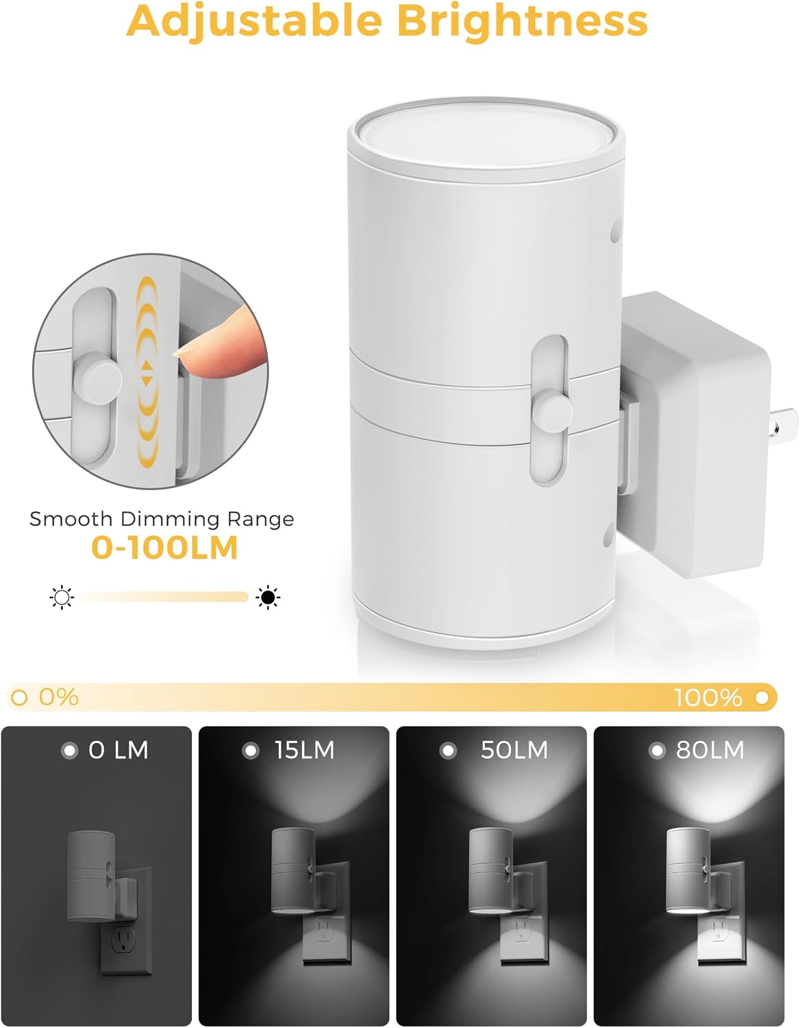 L LOHAS LED Bright Night Light, Night Lights Plug into Wall, Daylight White, Dimmable Nightlight Plug in White Shade, Light Sensor…