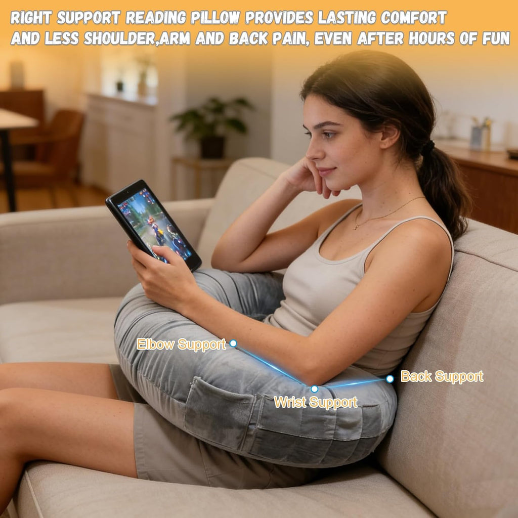 Gawgivdi Reading Pillow for Gaming, Crochet Pillow for Lap Support, Lap Desk Pillow for Sitting in Bed or Sofa, Multi-Purpose Readin…