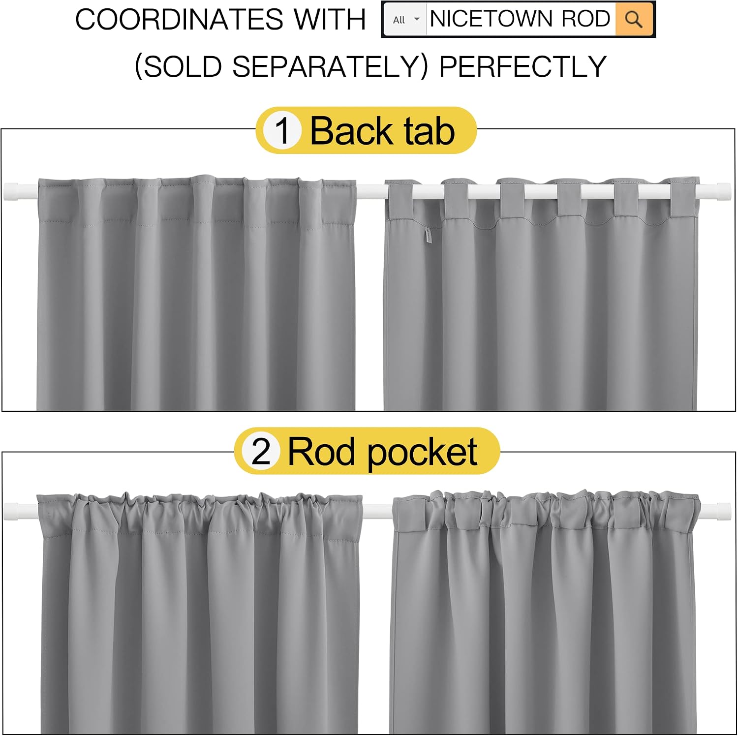 NICETOWN RV Curtains for Camper Windows - (Silver Grey Color) 34x54 Inch, 2 Panels Set, Thermal Insulated Room Darkening Blackout…