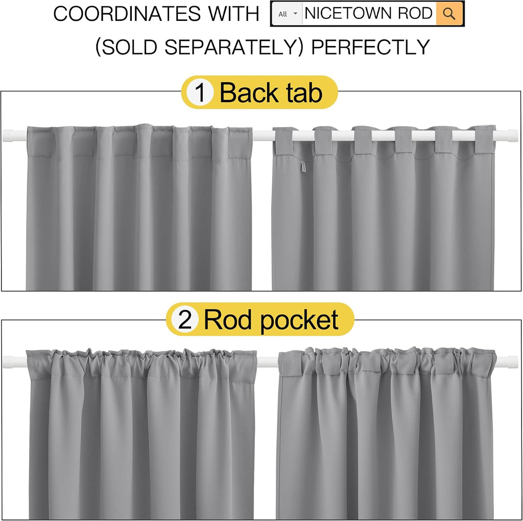 Nicetown Living Room Darkening Curtains - (Silver Grey Color) W42 x L70, Set of 2, Home Decor Room Darkening Thermal Insulated Drapery Pane…