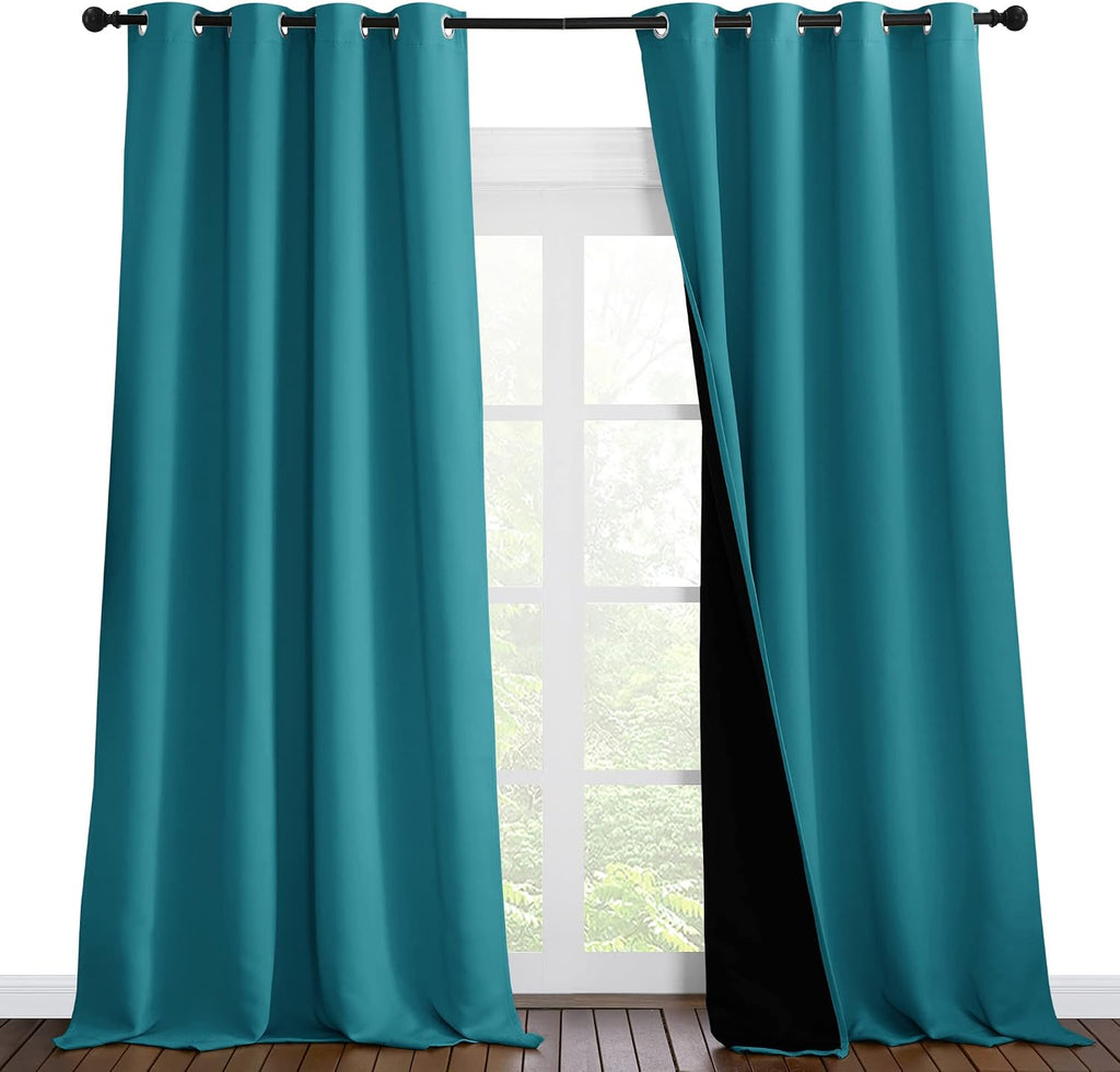 Nicetown Full Shading Curtains for Windows, Super Heavy-Duty Black Lined Blackout Curtains for Bedroom, Privacy Assured Window Treatment (P…