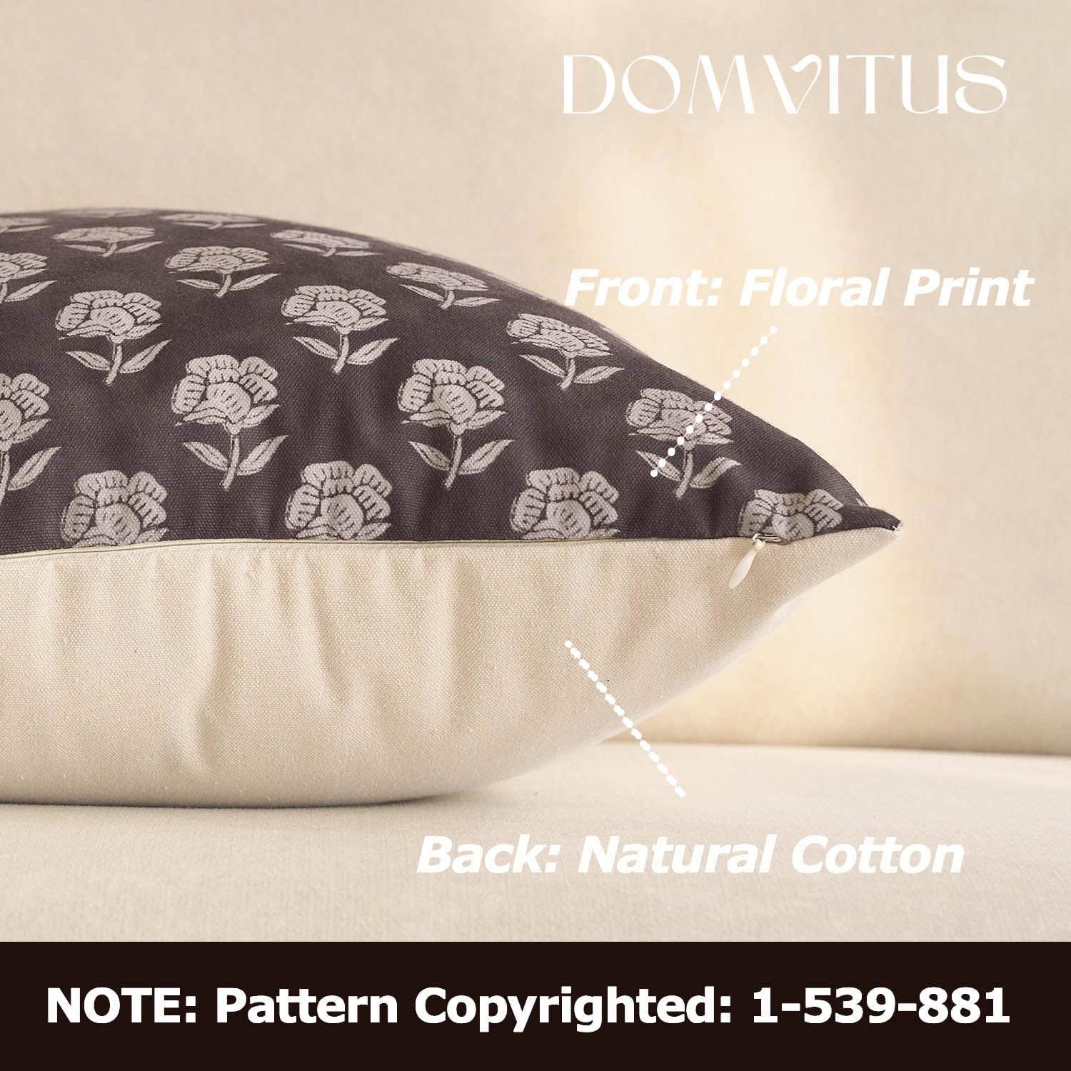 Domvitus Floral Pillow Covers 24x24 Throw Pillow Covers Decorative Farmhouse Block Floral Print Vintage Pillow Cover for Living Room Couch…