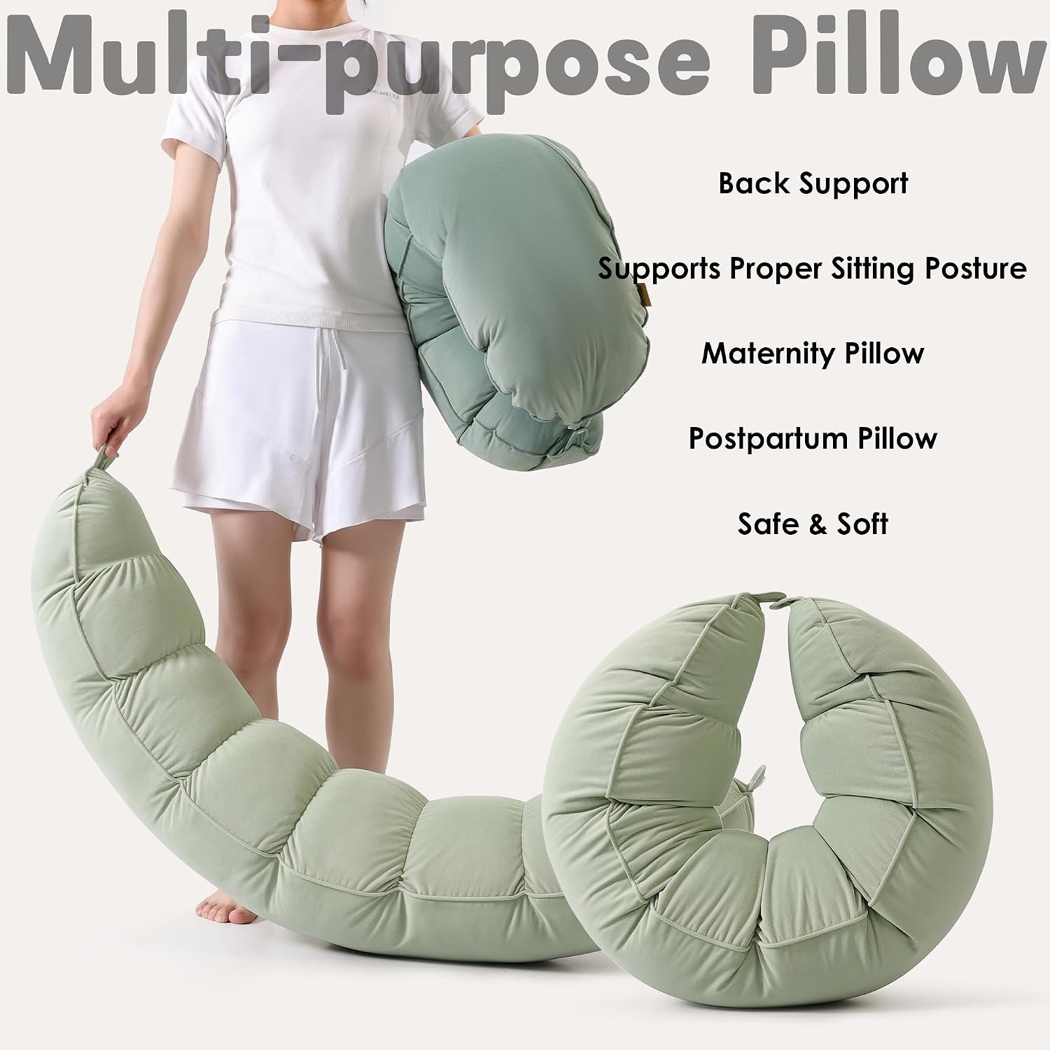 Peallow(Pat. Pend) – Long Round Body Pillow for Adults, Bolster Pillow for Sleeping, Soft and Supportive Pillow for Sleeping & Lumbar…