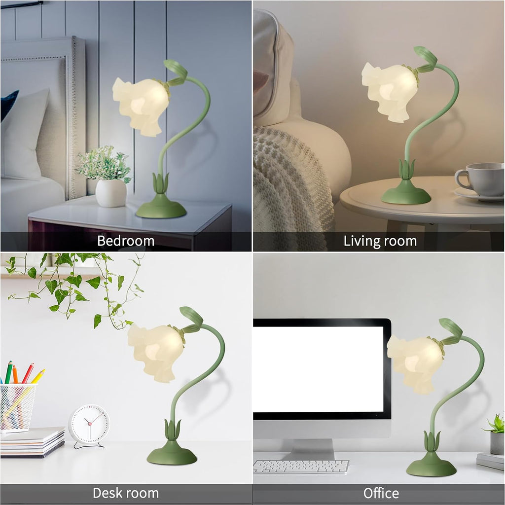 Cute Flower Desk Lamp, 3 Color Temperature Table Lamp with LED Bulb, Vintage Bedside Lamps, Reading Lamps with Soft Light for Bedroom…
