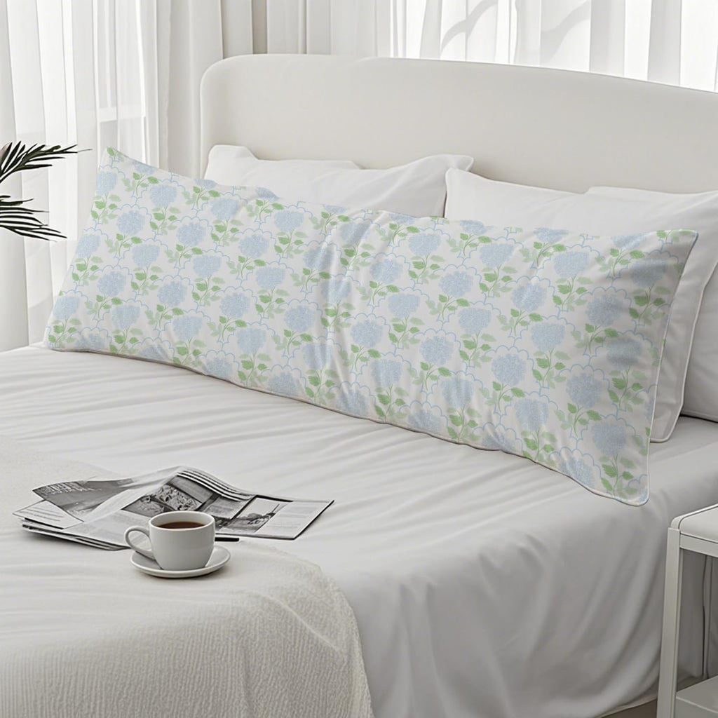 Blue Hydrangea Flower 20x54 Body Pillow Cover, Cottagecore Room Decor, Botanical Decor, Farmhouse Blue Floral Decorative Long Body Pillow…