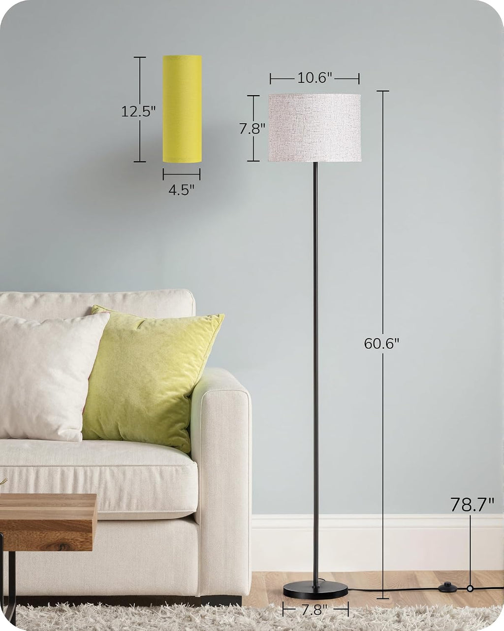 EDISHINE Modern Floor Lamps for Living Room, 63.7" Colorful Floor Lamp with Two Shades, Remote Control Foot Switch, 2700-6000K Dimmable…