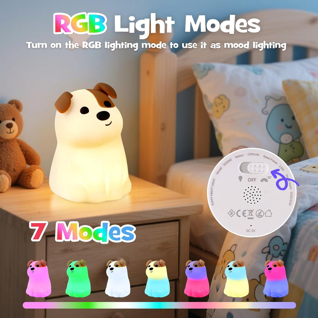 Squishy Puppy Night Light with RGB Mode 3 Brightness Adjustable Nursery Breastfeeding Nightlight Cute Novelty Smile Dog Animal Lamp…