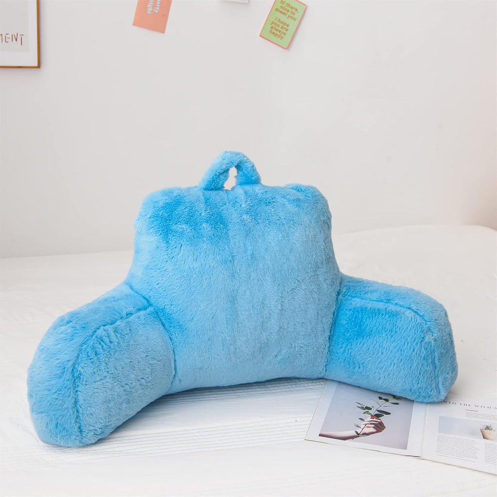 Aimuan Reading Pillow Bed Rest Pillow with Arms Rabbit Fur Cushion for Adults Teens Incline Rest Sitting up & Sleeping Snoring Pillow…