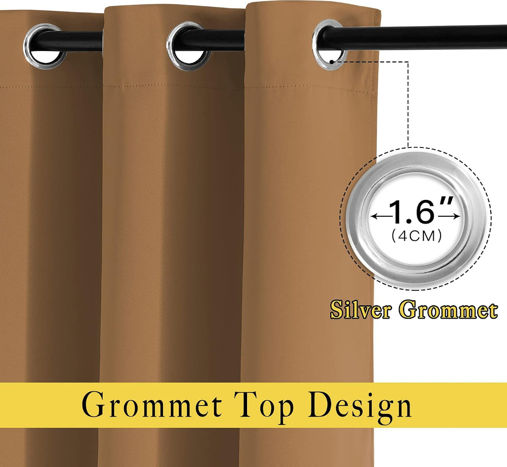 Nicetown Kitchen Window Curtains Over Sink - Grommet Blackout Solid Vertical Small Curtains & Drapes Noise Reducing for Laundry, Gold Brown…