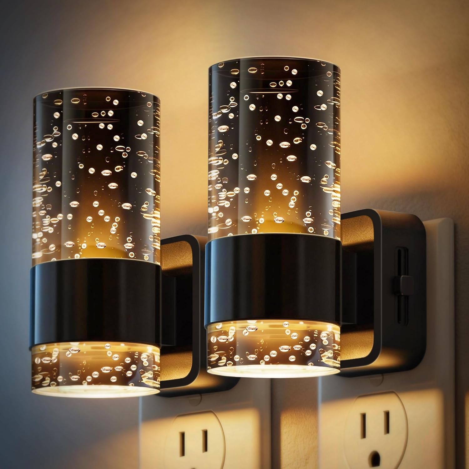 JandCase Night Lights Plug into Wall,2 Pack Automatic LED Night Light with 0-100LM Dimmable, 3000K Plug in Night Lights with Auto Light…