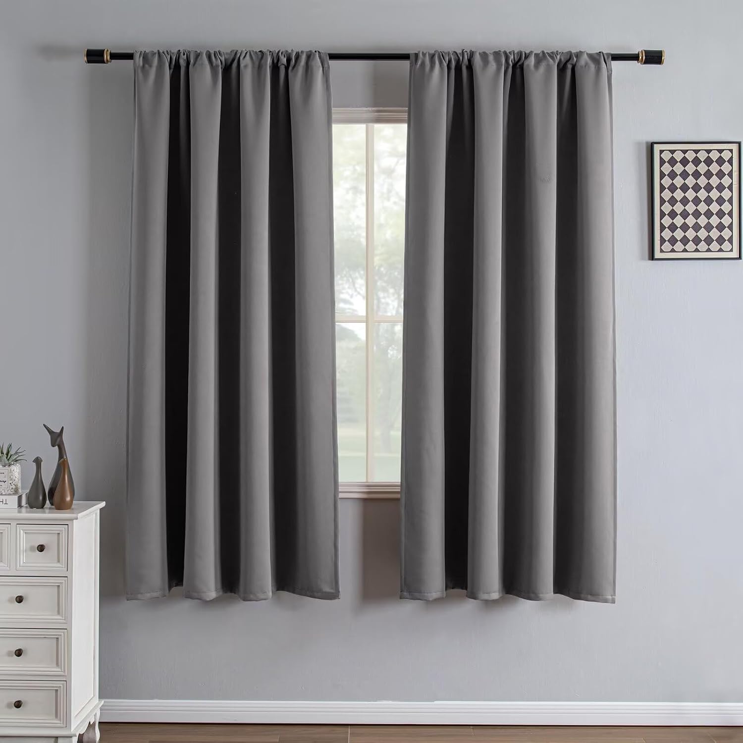 Igemaeve Blackout Curtains 72 Inch Length 2 Panels Set, Black Out Curtains for Bedroom 72 Inch Long, Rod Pocket Energy Saving Room Darkenin…