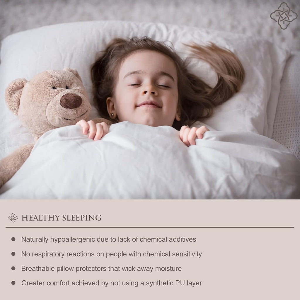 Bioweaves 100% Organic Cotton Breathable Pillow Protectors GOTS Certified with Zipped Closure – Youth - 16” x 22”, 2-Pack