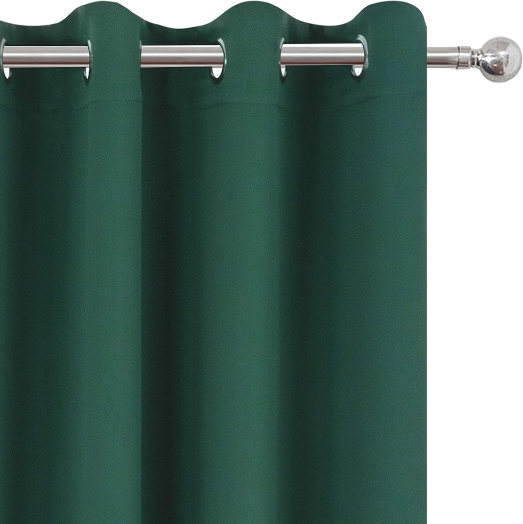 Lemomo Dark Green Thermal Blackout Curtains/52 x 72 Inch/Set of 2 Panels Room Darkening Curtains for Bedroom 72 Inch Green
