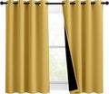 Nicetown 100% Blackout Curtains with Black Liners, Solid Thermal Insulated Full Blackout 2-Layer Lined Drapes, Energy Efficiency Window Dra…