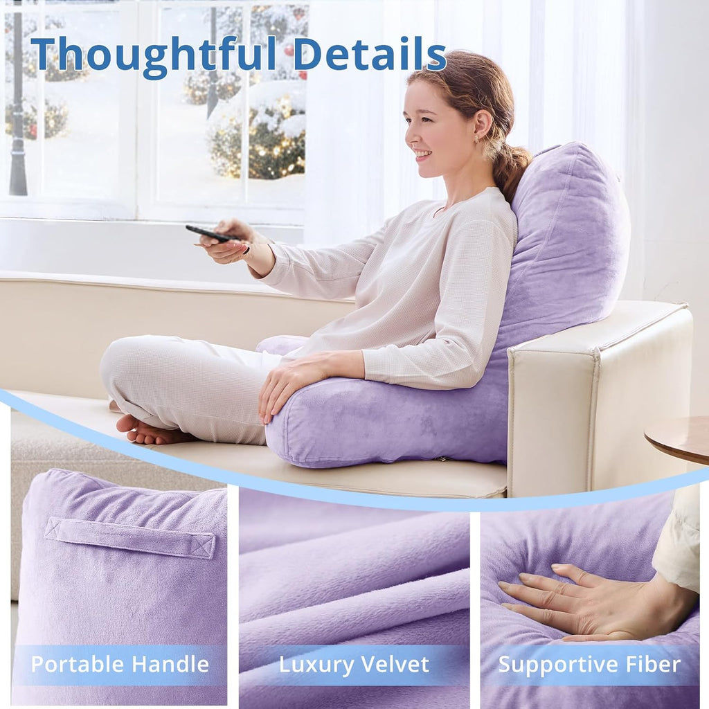 Sasttie 25-inch Reading Pillows for Sitting in Bed Adult, Jumbo Velvet Back Pillow Bed Sitting Up, XL High Back-Rest Support Cushion for…