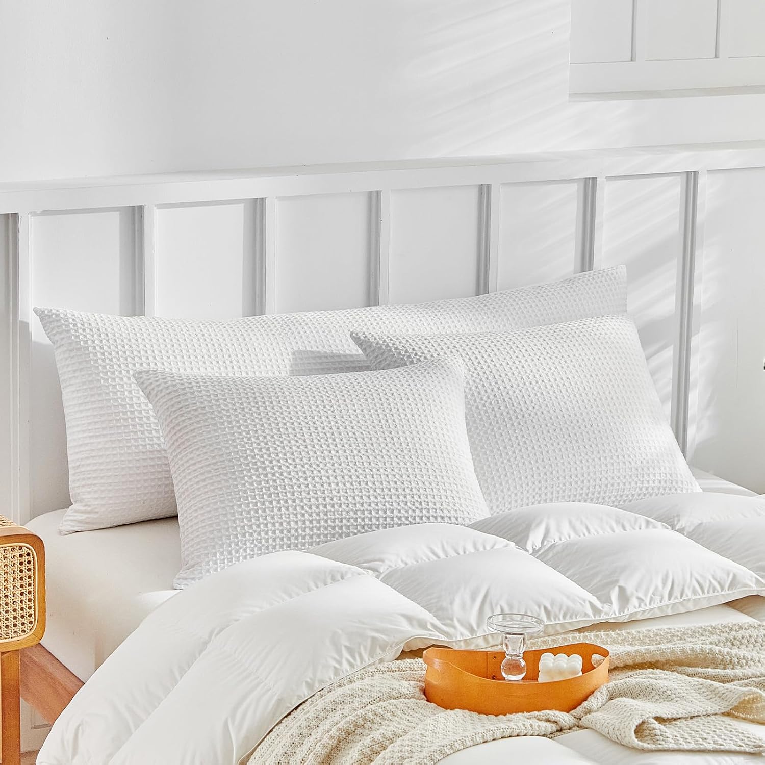 Warmdern Waffle Weave Pillowcases Body Size 1 Pack Pillow Cases Soft Microfiber Pillow Case Covers Set of 2 Boho Woven Textured Pillowcase…