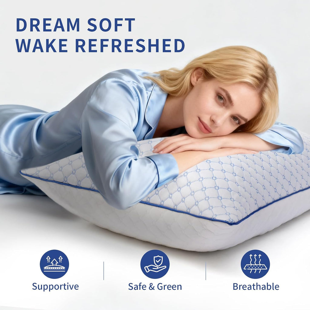 Yagamo Bed Pillows Standard Size Set of 2 for Sleeping, Soft and Supportive Bed Pillows with Memory Foam Filling for Side and Back S…