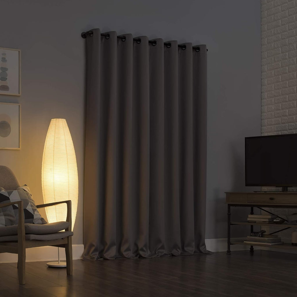 Sun Zero Nordic 2-pack Theater Grade Extreme 100% Blackout Grommet Curtain Panel Pair, 52" x 96", Silver