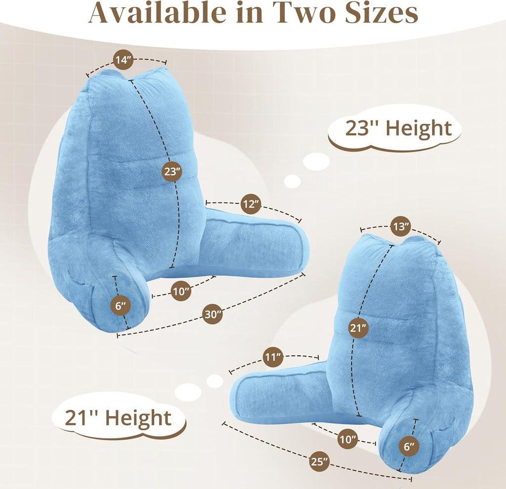 Sasttie Reading Pillow, Pillows for Reading or Relaxing – Ergonomic Support for Head, Neck, Back, and Lumbar, 21-Inch, Blue Blue