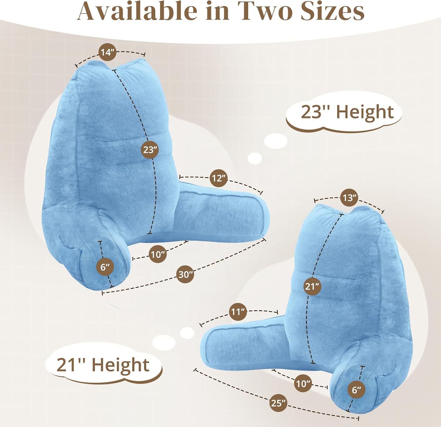 Sasttie Reading Pillow, Pillows for Reading or Relaxing – Ergonomic Support for Head, Neck, Back, and Lumbar, 21-Inch, Blue Blue