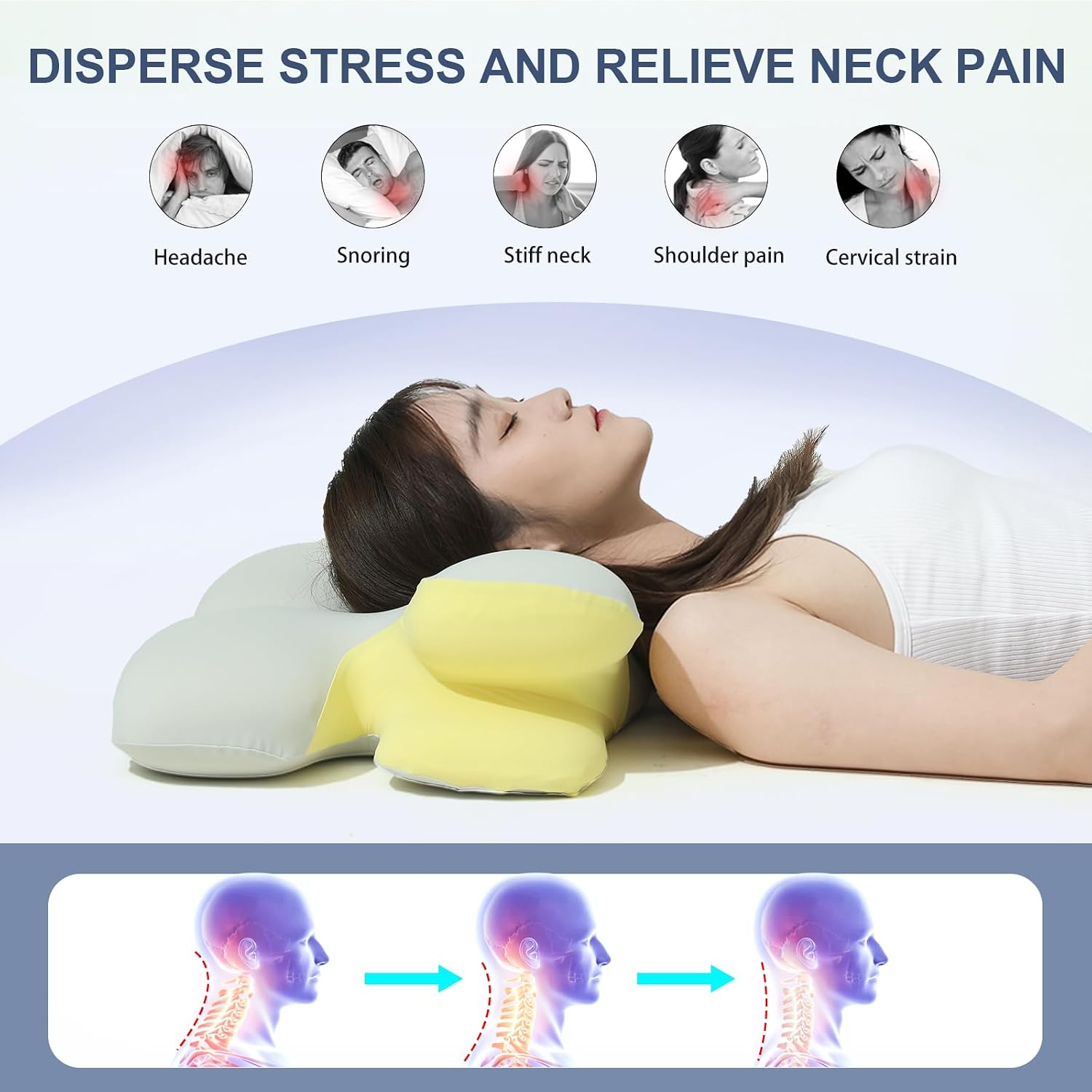 MocaDng Memory Foam Cervical Pillow for Neck Ergonomic Pillow High Loft Heavy Density Memory Foam Pillows for Side Sleepers Broad Shoulders…