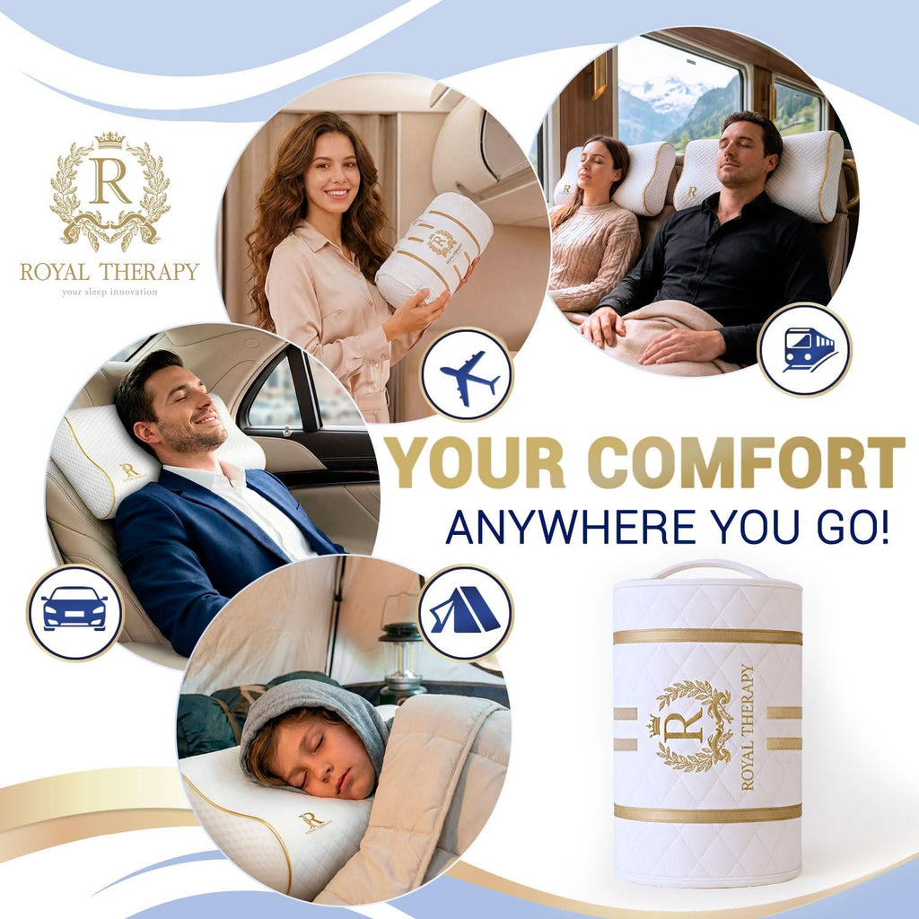 Royaltherapy Royal relaxation Travel Memory Foam Pillow, Neck Pillow Bamboo Adjustable Side Sleeper Pillow (Travel 18 x 12 x 5) Bamboo White