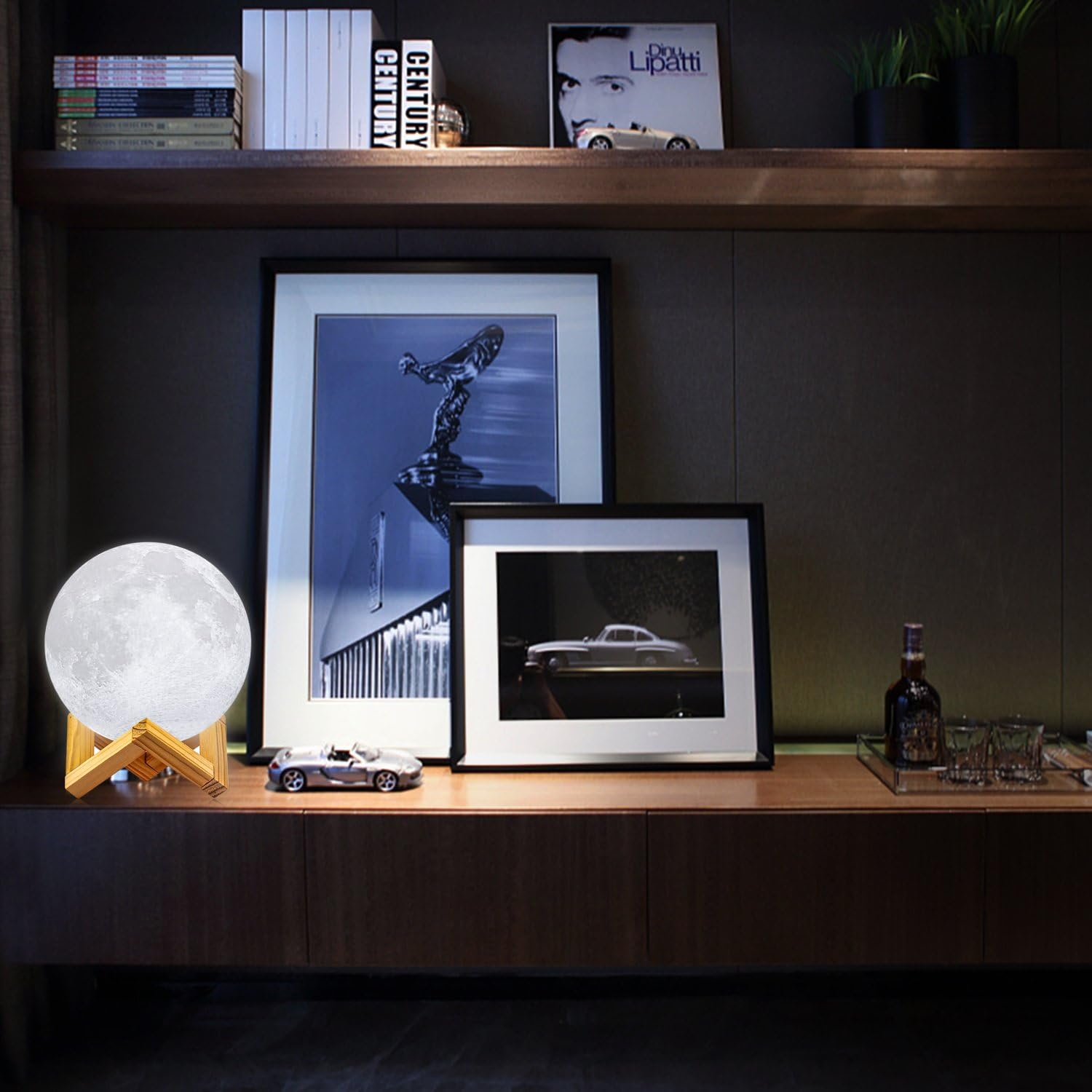 LOGROTATE Moon Lamp, 16 Colors LED Night Light for Kids 3D Printing Moon Light with Stand& Remote/Touch Control & Timing, Moon Light Lamp…