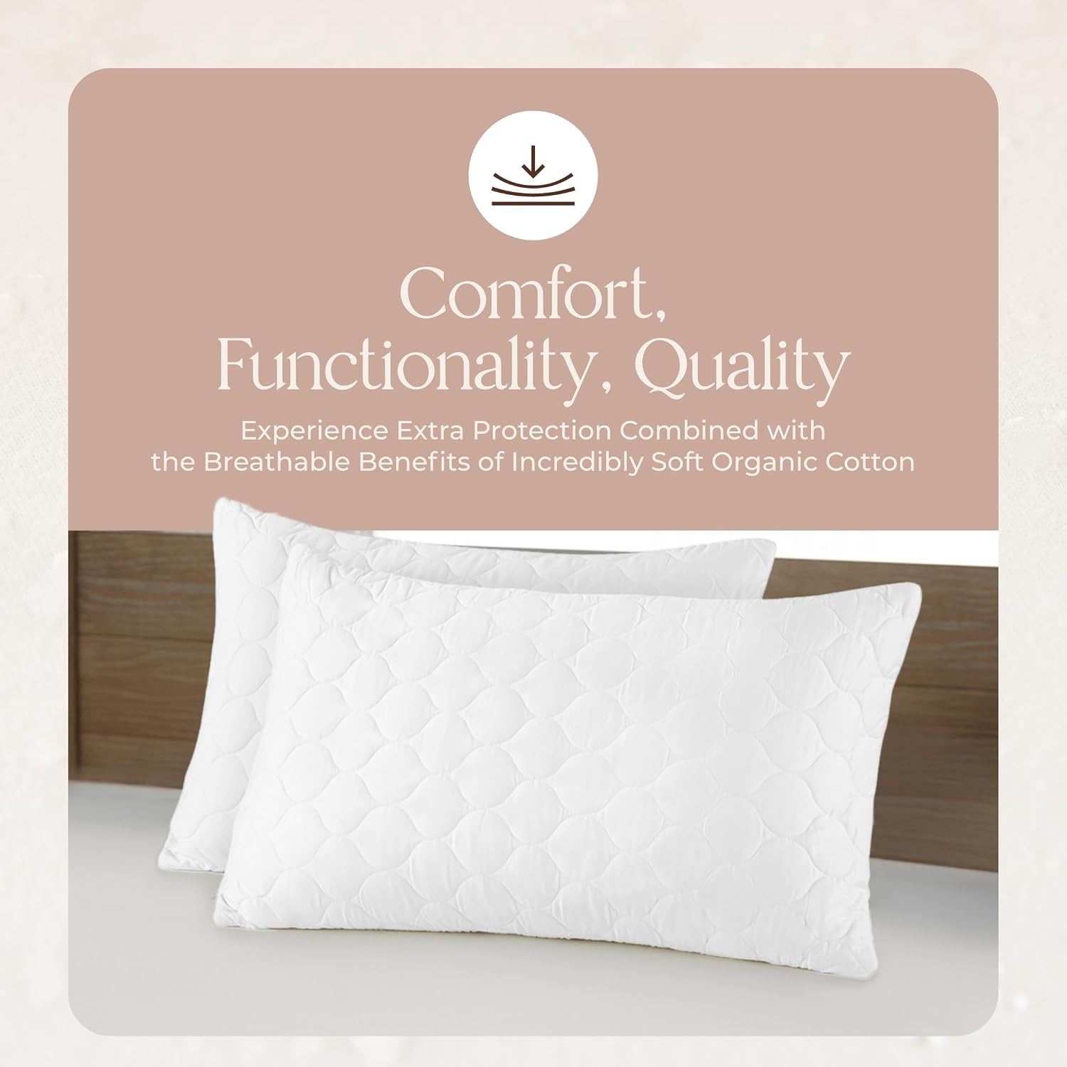 WhisperOrganics Organic Cotton Pillow Protector - Durable Quilted Pillow Protector King Size GOTS & Fairtrade Certified - Thick Hypoallerge…