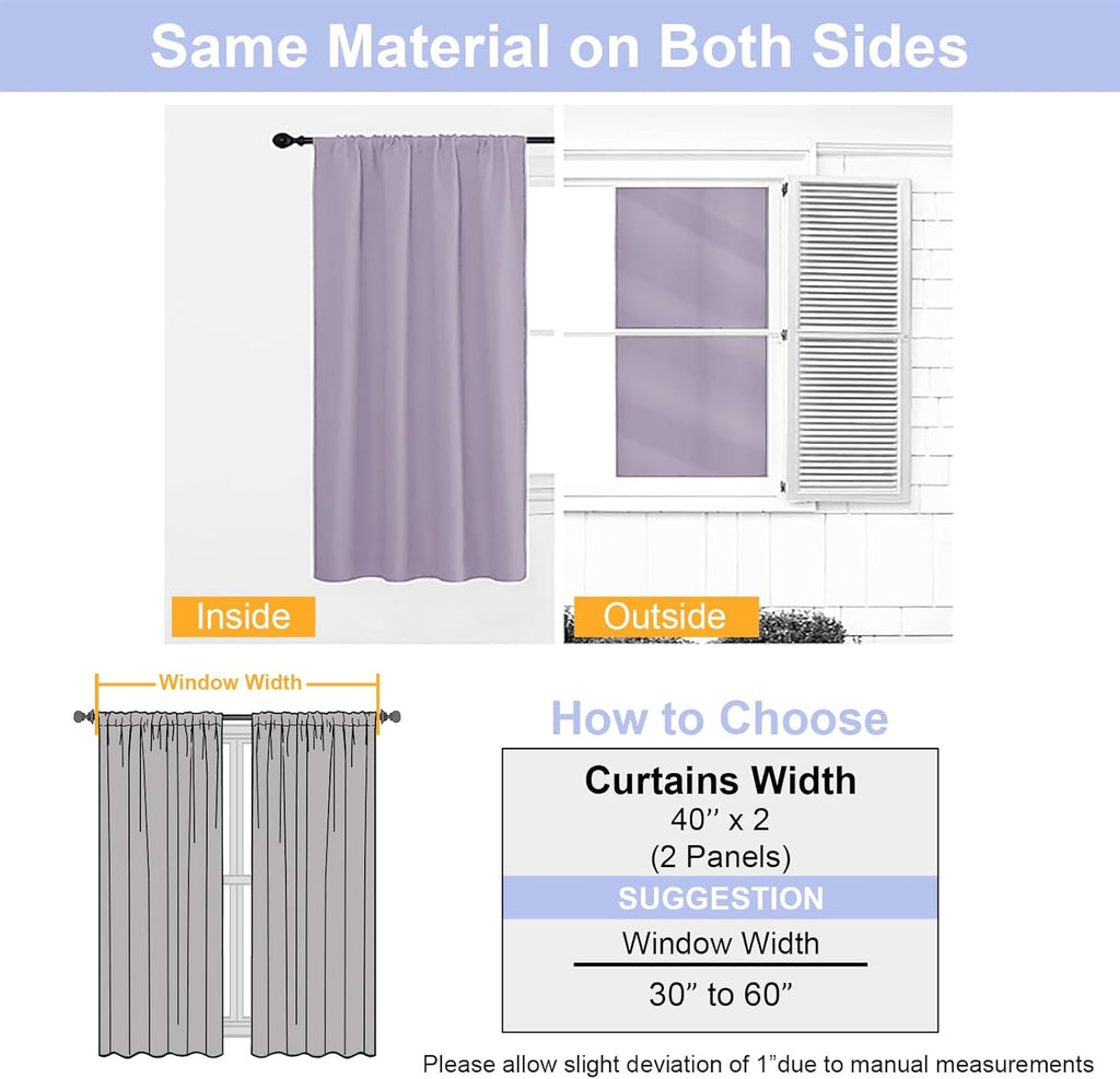 Simplebrand Ava Lilac Blackout Curtains for Bedroom 96 Inches Long 2 Panels, Solid Thermal Insulated, Energy Saving Nursery Window Treatmen…